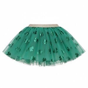 St. Patrick's Day Girls Size Medium (8) pull on tutu, green shamrocks,dress up